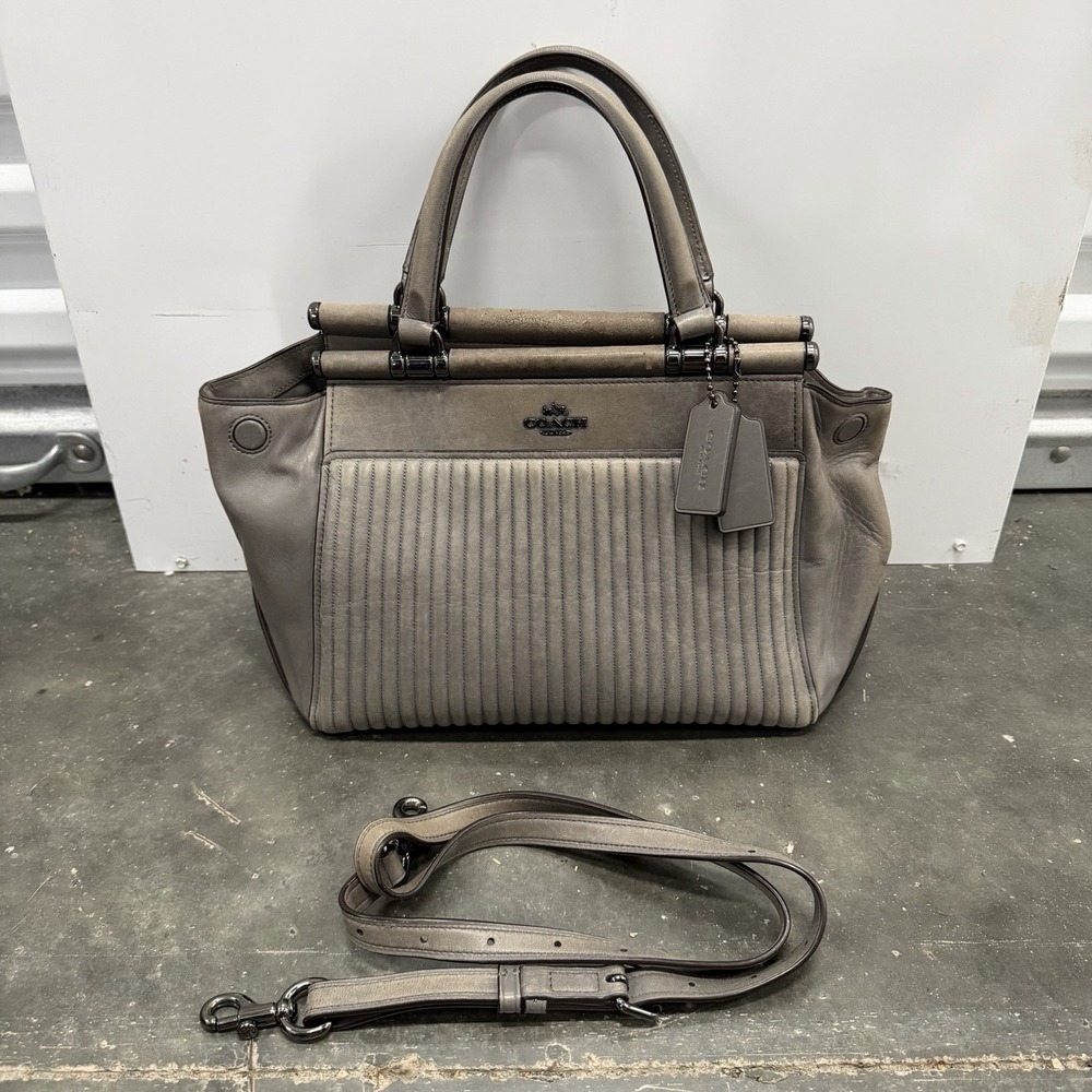 COACH Gray Grace Bag Quilted Leather Satchel Women's